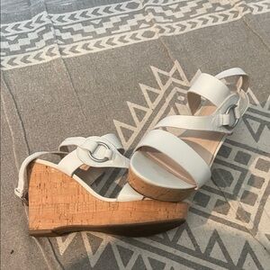 Franco Sarto White Leather Wedges